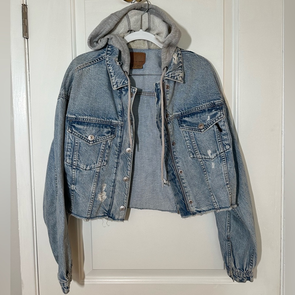 American Eagle Denim Jacket with Hood